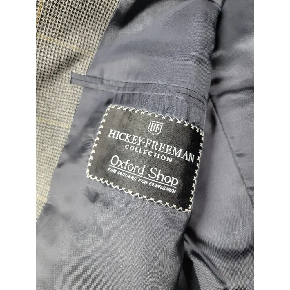 HICKEY FREEMAN 42L Canterbury Blazer Sport Coat‎ Windowpane Blazer Silk Wool